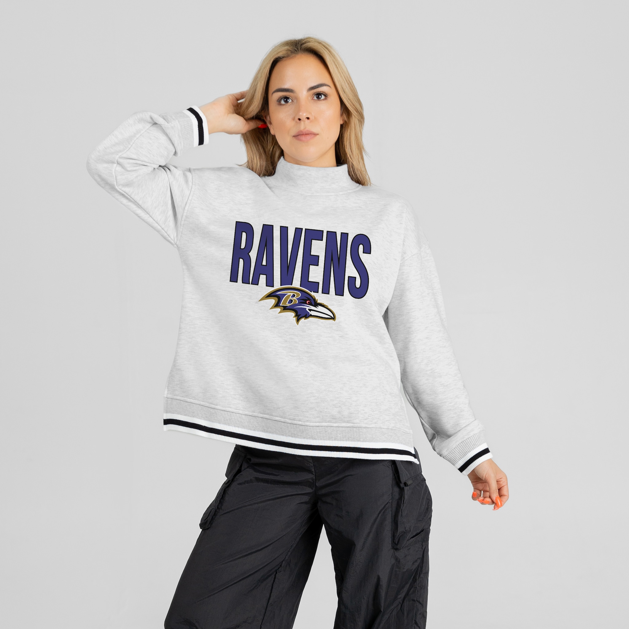 Women's Gameday Couture Ash Baltimore Ravens Rally Point Contrast